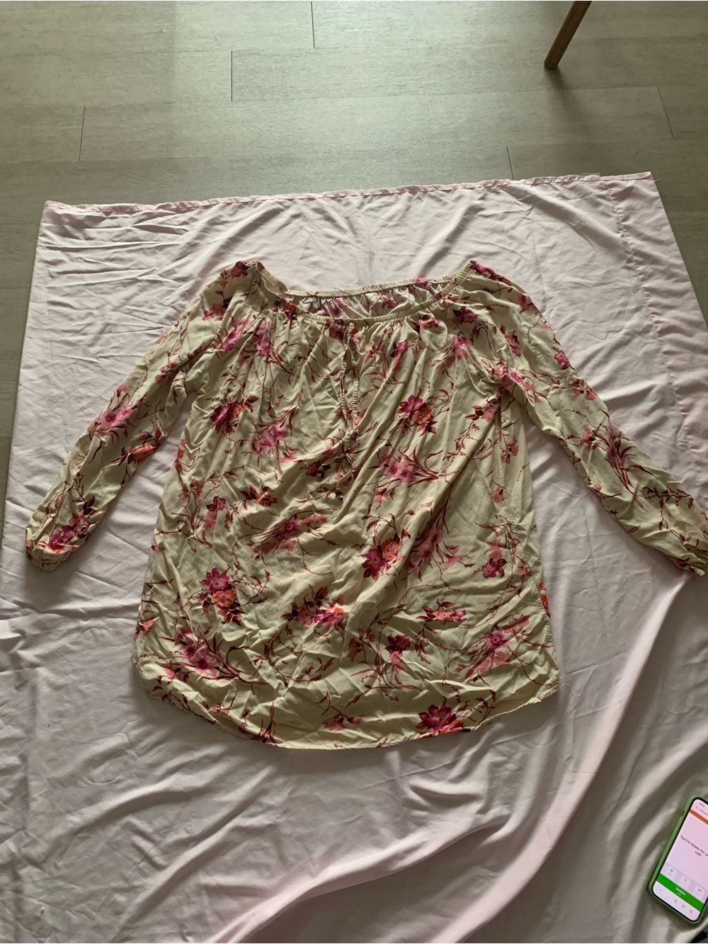 Large off shoulder top cream and floral design